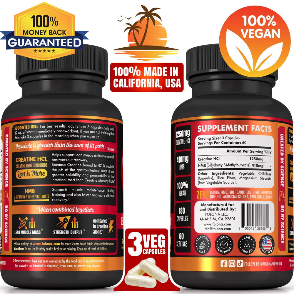 Folona Creatine HMB capsules closeup for daily use