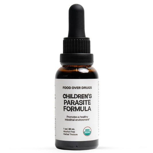 Food Over Drugs Children's Para Formula bottle ready for gentle daily use to support digestive balance.