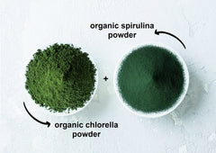 Food to Live algae powder mix ingredients chart highlights the 50/50 blend