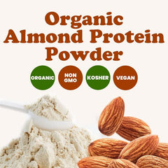 Food to Live Almond Protein Powder storage can emphasizes lasting freshness.