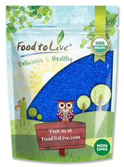 Food to Live Blue Spirulina Powder packaging shows premium kosher status for daily smoothies.