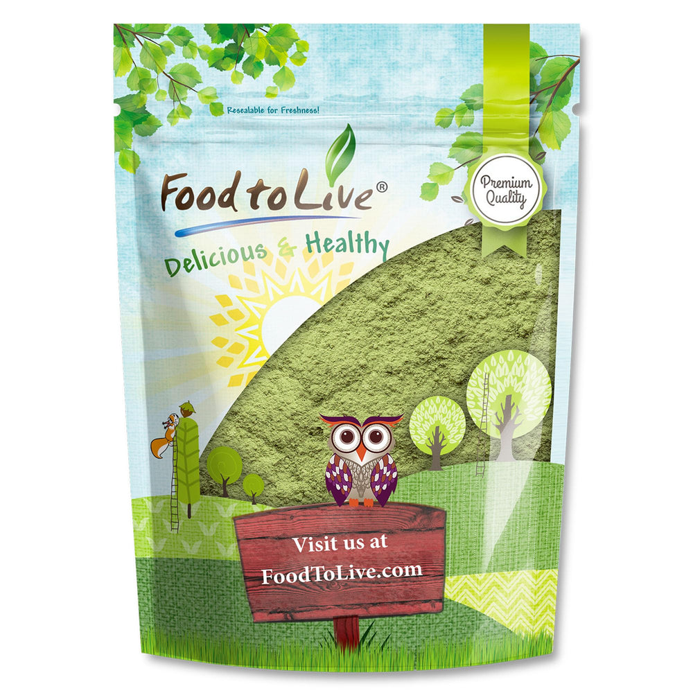 Food to Live broccoli powder packaging view highlighting bulk size for pantry storage.