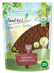 Food to Live Chaga powder packaging close-up, highlighting organic, non-GMO purity for daily use.