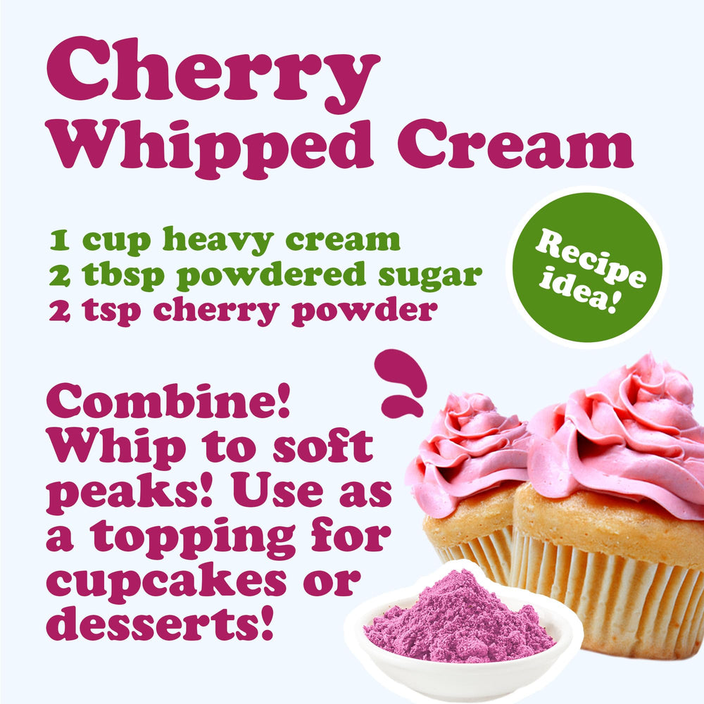 Food to Live cherry juice powder ready-to-drink mix illustrates convenient beverage prep.