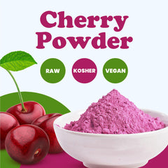 Food to Live cherry juice powder smoothie image demonstrates easy blending into drinks.