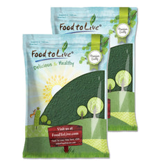 Food to Live chlorella powder bulk container highlights vegan nutrition for daily smoothies