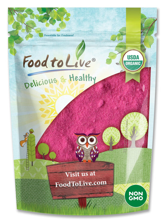 Food to Live dragon fruit powder bag open, ideal for smoothies