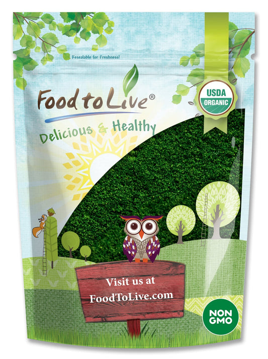 Food to Live Organic Algae Powder Mix bottle with green powder, ideal for smoothies