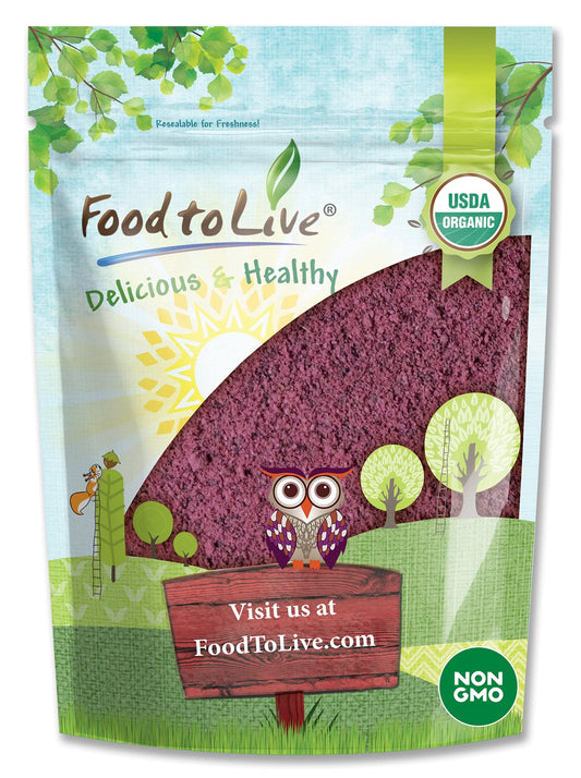 Food to Live Organic Black Elderberry Powder bottle with rich burgundy powder