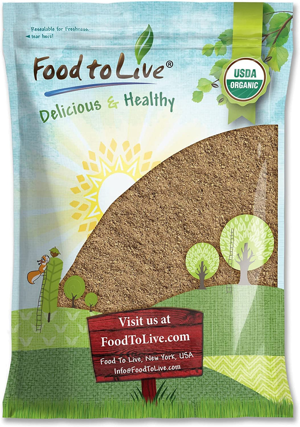 Food to Live psyllium husk powder bulk container for easy scooping and pantry storage.