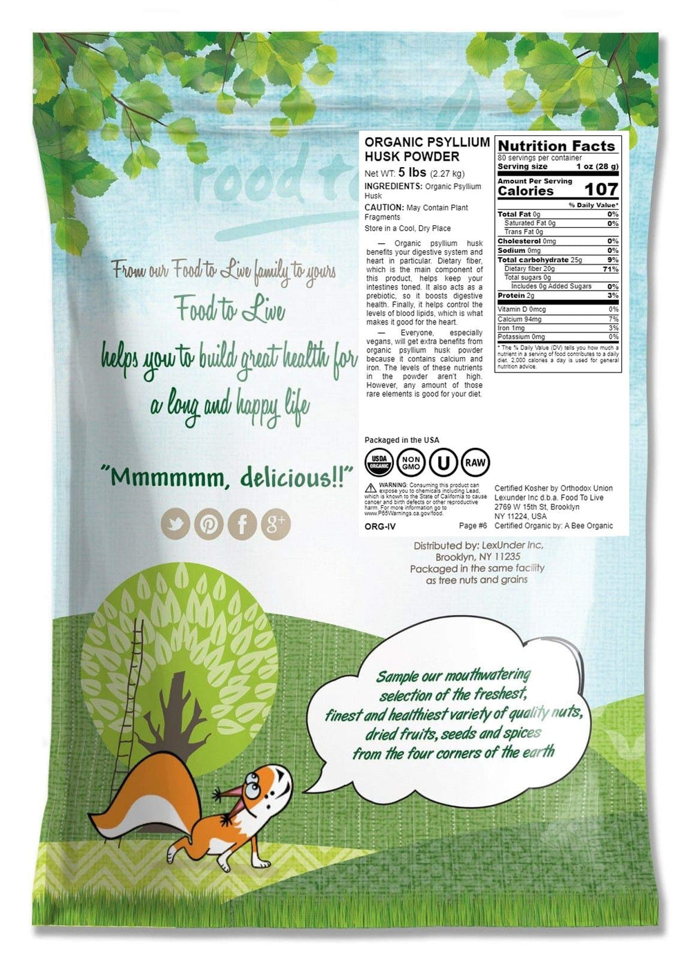 Food to Live ultra fine psyllium husk powder – smooth texture for vegan eggs.