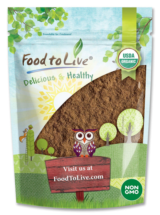 Food to Live red reishi powder bottle for daily vegan wellness.