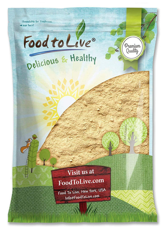 Food to Live Yellow Maca Powder bulk container displaying the product for smoothies