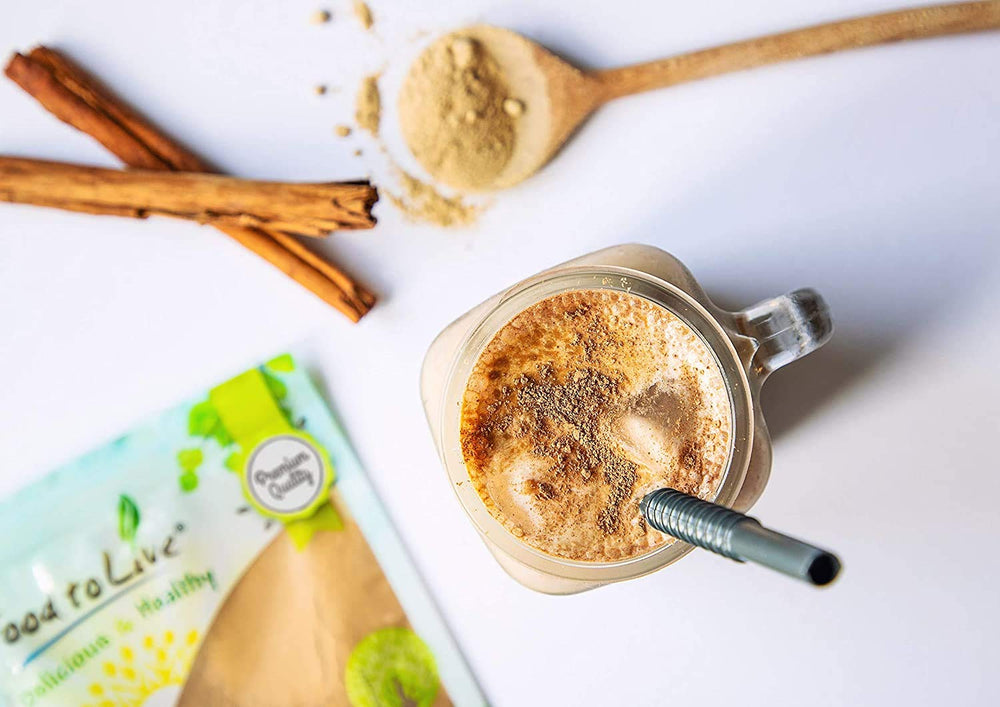 Food to Live Yellow Maca Powder bulk bag in pantry highlights storage and freshness.