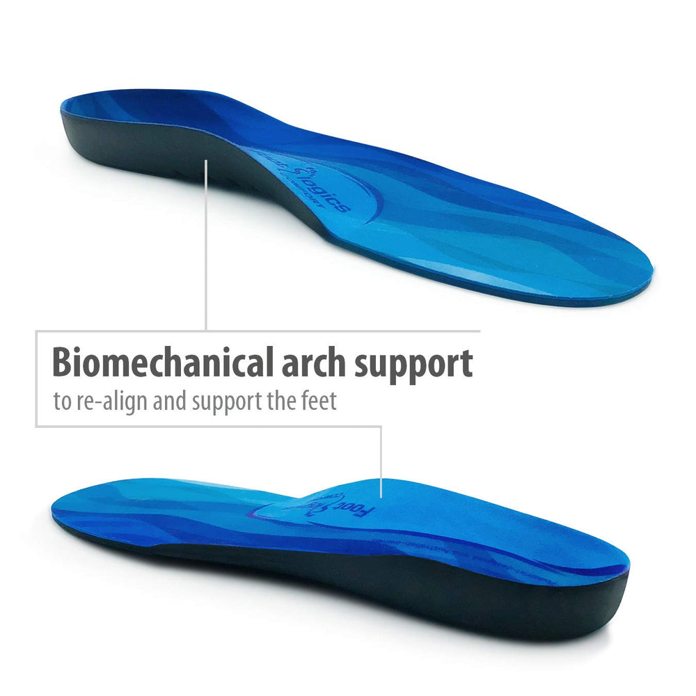 Footlogics Comfort deep heel cup insoles support heel stability during walks.
