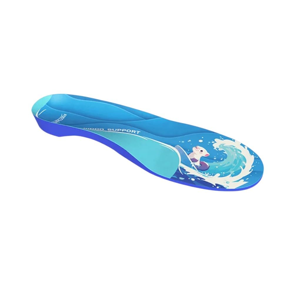 FootWave Kiddo Support insole side profile suggests natural alignment during play.