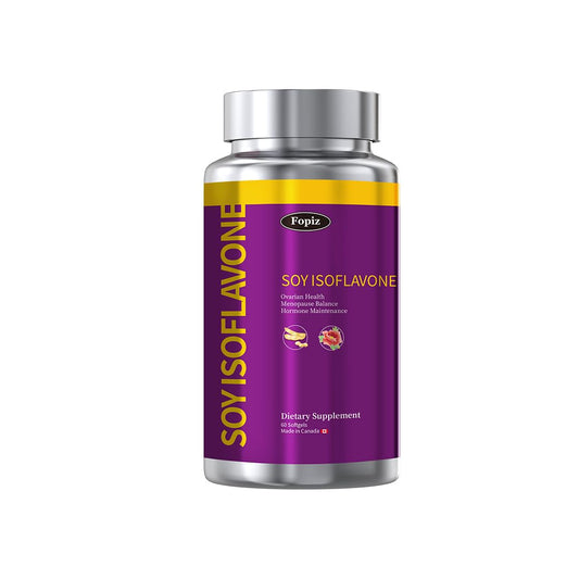 FOPIZ Soy Isoflavones bottle pouring capsules for daily balance