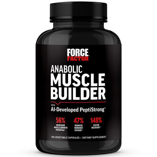 Force Factor Anabolic bottle closeup enables easy daily dosing for busy routines.