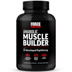 Force Factor Anabolic bottle closeup enables easy daily dosing for busy routines.