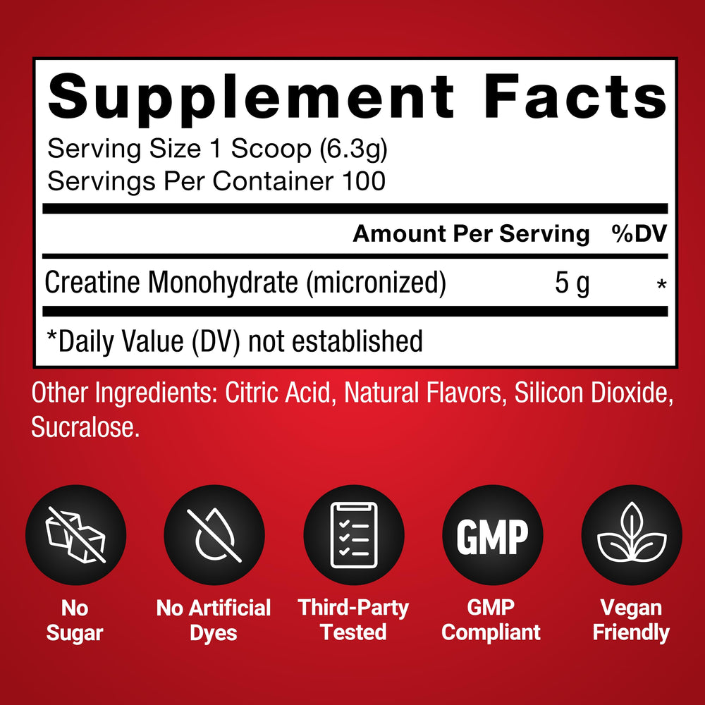 Force Factor Creatine Monohydrate ingredients list highlighting micronized formula