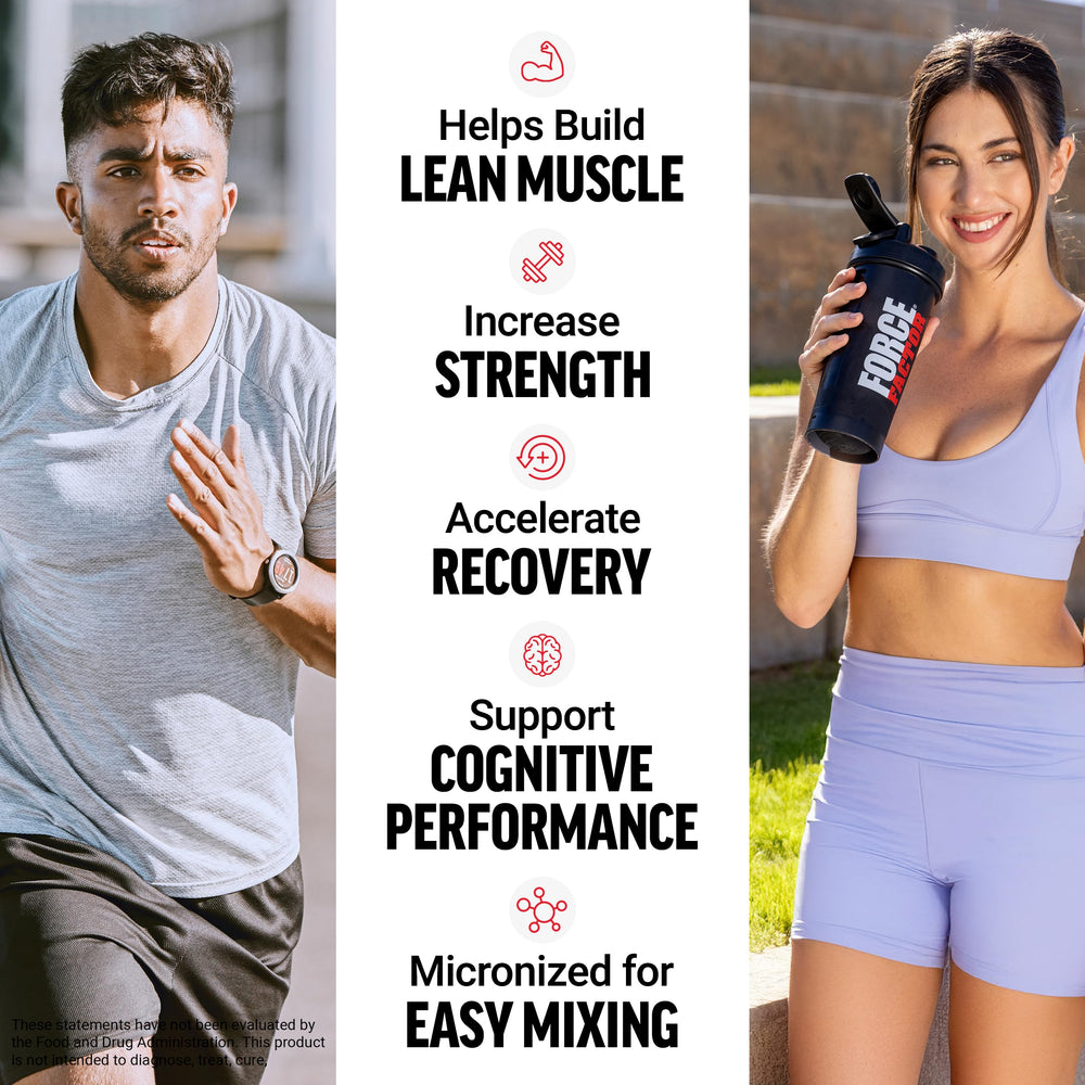 Force Factor creatine monohydrate scoop shows a 5g dose for daily use