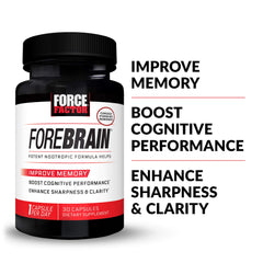 Close-up of Forebrain capsules highlighting caffeine and bacopa ingredients