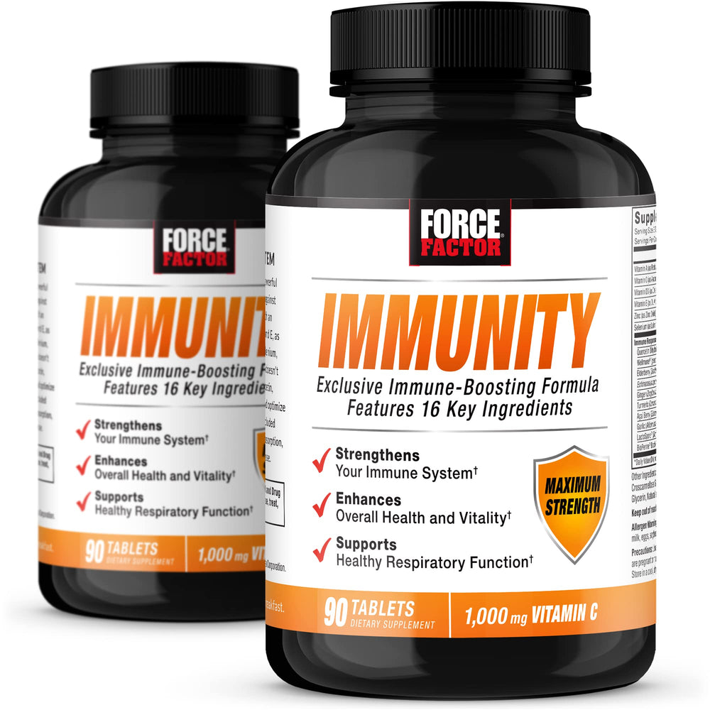 Force Factor Immunity bottle front showing comprehensive immune support formula.