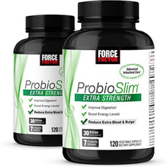 Force Factor ProbioSlim Extra Strength bottle front promotes daily gut support.