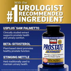 Label highlights beta-sitosterol and nettle for urinary support.
