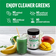 Force Factor Smarter Greens no sugar label emphasizes clean, versatile nutrition.
