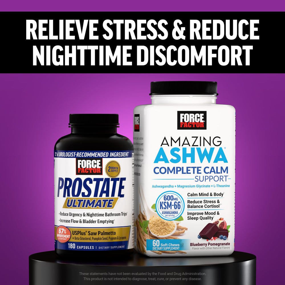 Force Factor Somnapure with water and bedtime routine scene suggests night-time use.