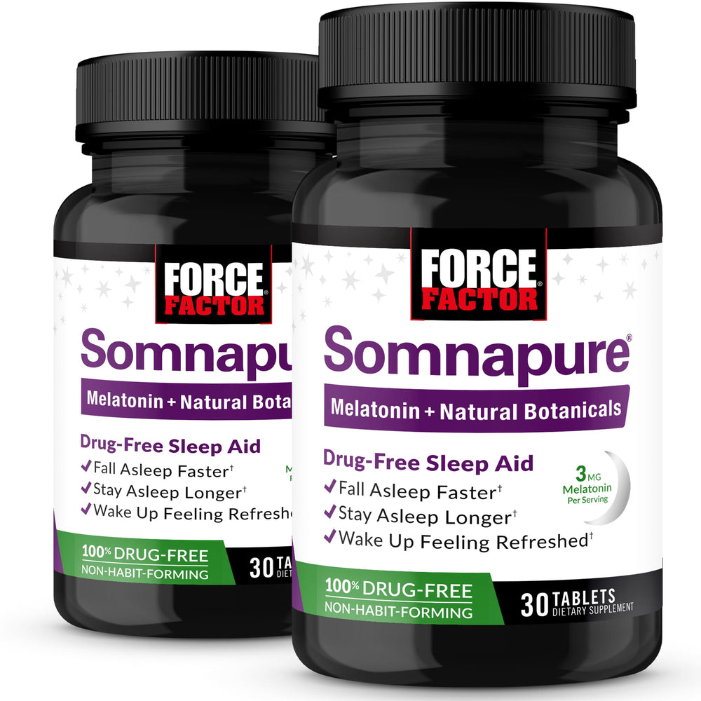 Force Factor Somnapure bottle front showing packaging for adults seeking calmer nights.