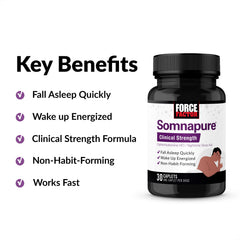 Force Factor Somnapure Clinical Strength 3-pack on nightstand signals easy nightly use.