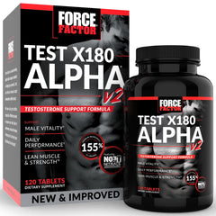 Force Factor Test X180 Alpha V2 bottle for daily training use.