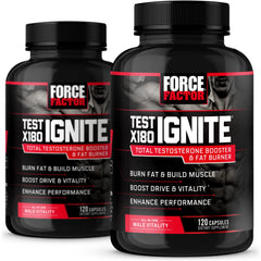 Force Factor Test X180 Ignite bottle with energy-boosting label.