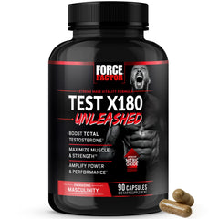 Force Factor Test X180 Unleashed bottle front for daily vitality support.