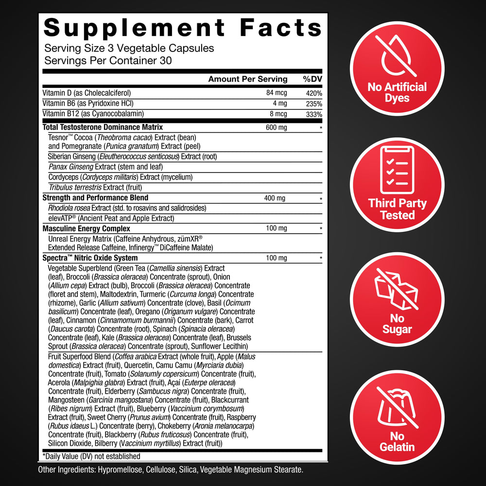 Force Factor Test X180 Unleashed energy blend capsule close-up emphasizes sustained energy.