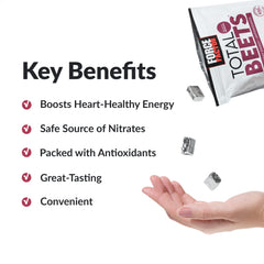 Close-up of Total Beets soft chews highlighting acai berry flavor.