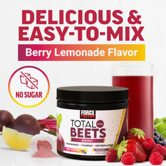 Force Factor Total Beets Energy Powder 2-pack display for convenient daily use.