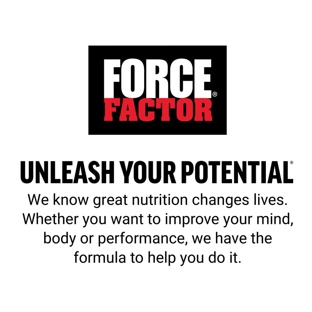 Force Factor bottle with glass shows quick absorption concept.