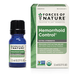 Forces of Nature hemorrhoid treatment bottle ready for on-the-go relief.