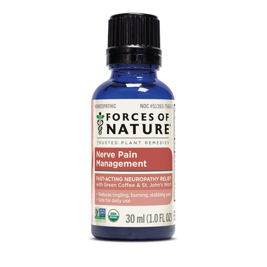 Forces of Nature Nerve Pain Relief bottle pour for quick, fast-absorbing topical relief