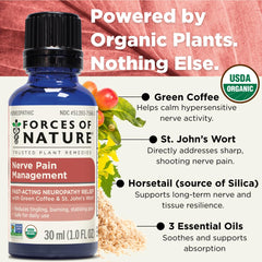 Forces of Nature Nerve Pain Relief ingredients visual features Coffea and lavender blend