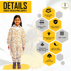 FOREST BEEKEEPING SUPPLY breathable 100% cotton fabric keeps kids cool during hive maintenance