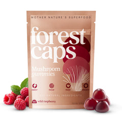 Forest Caps Mushroom Gummies bottle easy daily dosing for focus