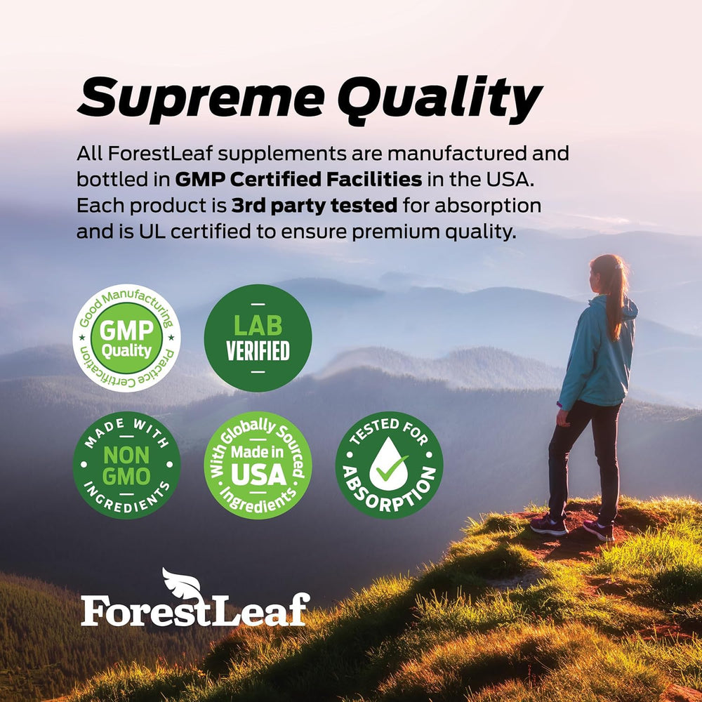 ForestLeaf bottle side view on a kitchen counter for convenient daily use.