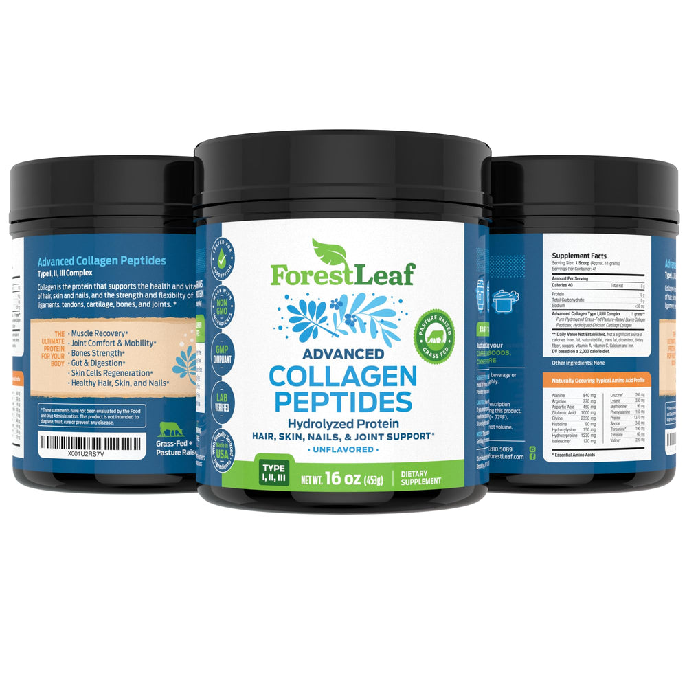 ForestLeaf Collagen Peptides pasture-sourcing image communicates grass-fed origins