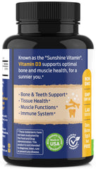ForestLeaf D3 label highlighting weekly intake and immune support in lifestyle scene.