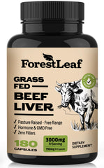 ForestLeaf grass-fed beef liver capsules bottle for daily immune and energy support.