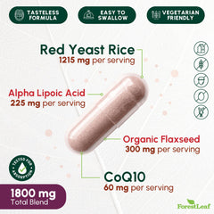 ForestLeaf Red Yeast Rice CoQ10 capsules ready for daily use.